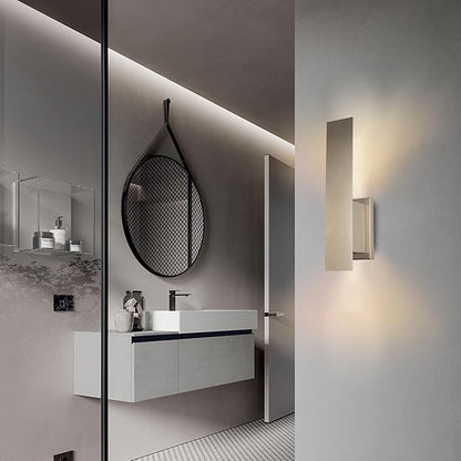 Edwarmlux Indoor Wall Sconces, Modern Wall Lights, Up and Down Wall Mount Light, Dimmable Hardwired Wall Light for Bedroom, Living Room, Hallway, GU10 Bulbs Excluded (Brushed Nickel)