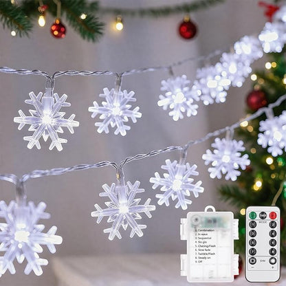 Christmas Decorations Lights, 8 Modes Timer with Remote 33 Ft 100 LED Battery Operated Fairy Lights Waterproof for Bedroom Patio Room Garden Party Home Xmas Tree Decor Indoor Outdoor, White