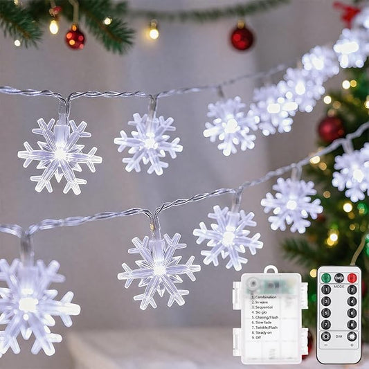Christmas Decorations Lights, 8 Modes Timer with Remote 33 Ft 100 LED Battery Operated Fairy Lights Waterproof for Bedroom Patio Room Garden Party Home Xmas Tree Decor Indoor Outdoor, White