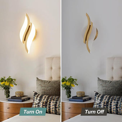 CANEOE Modern LED Wall Sconce 3000K Gold Indoor Wall Light Fixtures Acrylic Wall Sconce Lighting for Living Room Bedroom Bedside Bathroom Hallway Stairway Wall Lamp (Gold, 1 Pack, 3000K)