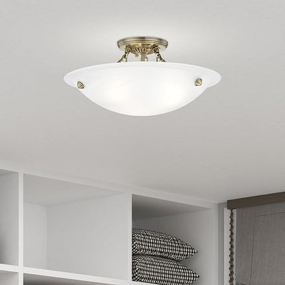 Livex Lighting 4273-01 Oasis 3-Light Ceiling Mount, Antique Brass