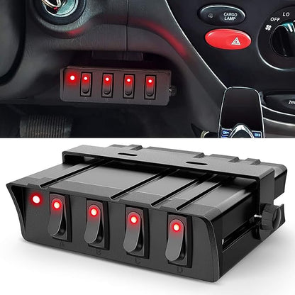 Nilight 4 Gang Rocker Switch Box SPST Toggle Panel 12V 24V 20A 40Amp Max for Automotive Cars Vehicles Boats RVs Campers SUVs