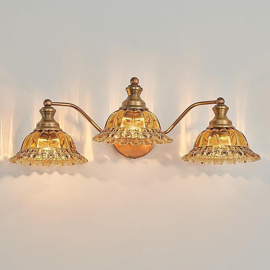 XIEDUN Tea Glass 3 Light Vanity Light Colored Glass Bathroom Light Fixture Vanity Lighting Fixtures