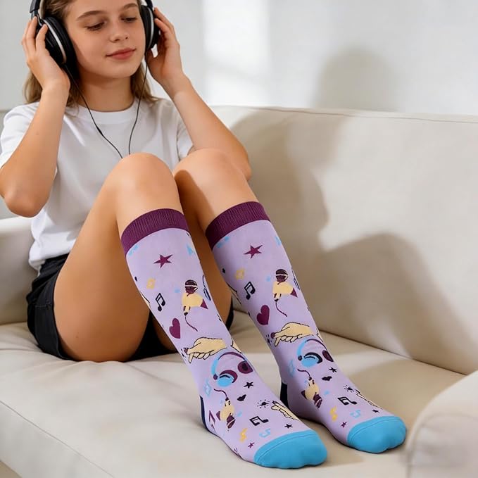 Sophauteem K-Pop Socks for Girls, Cute Crew Socks, Korean Pop Fan Gift, Kpop Lover Socks for Teens Women, Music Lover Gift