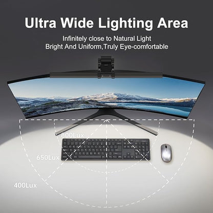 Monitor Light Bar (Black) - Ultrawide Lighting, Motion Sensor, Adjustable Brightness/Color Temperature,Eye-Care USB Monitor Lamp, No Glare,Monitor Accessory
