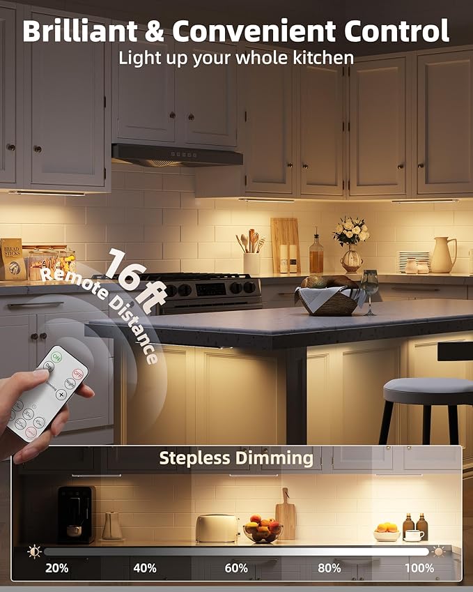 EZVALO Under Cabinet Lighting with Charging Station, Rechargeable Motion Sensor Light Indoor, Dimmable Closet Lights Wireless, 3000K, Motion Activated Under Counter Lights for Kitchen,Pantry(3 Pcs)