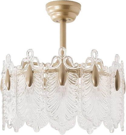 20 Inch Gold Crystal Fandelier Ceiling Fan with Light, Mid Century Gold Fandelier Ceiling Fans with Lights Remote Control, French Country Chandelier with 6 Speeds for Bedroom, Nursery, Living Room