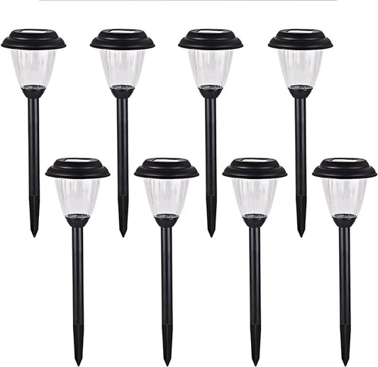 Solar Outdoor Pathway Lights Matt Black Stainless Steel Painted LED Lights for Garden Landscape Path Yard Driveway (black-8pack)