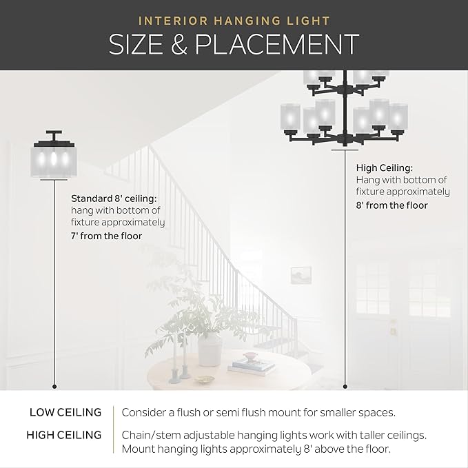 Kichler 42121NI Semi Flush Drum Pendant Lighting, Brushed Nickel 3-Light (20" W x 12" H) 300 Watts,Small (20" Width)