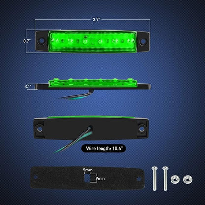Nilight Side Marker Light 10PCS 3.8 Inch Red Green 6LED Indicator Clearance Marine Boat Navigation Lights for Yacht Kayak Sailboat Trailer Bus RV