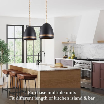 Farmhouse Pendant Light Black 10in Hemp Rope Boho Kitchen Island Lighting French Country Ceiling Pendant Light for Kitchen Sink Dining Room Entry Hallway