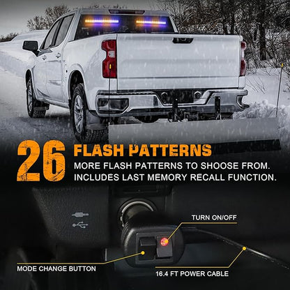 XRIDONSEN 2 in 1 Amber Blue Traffic Advisor Light Bar 144 LED Emergency Warning Safety Interior Windshield Dash Strobe Lights for Firefighter Police Construction Vehicles Trucks (2x17.7 inch)