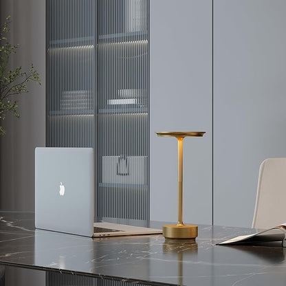 2 Pack Cordless Table Lamps Rechargeable, 5000mAh Portable LED Table Light, 3 Color Stepless Dimming Battery Powered Table Lamp, for Patio/Restaurant/Home/Outdoor.(Brushed Gold)