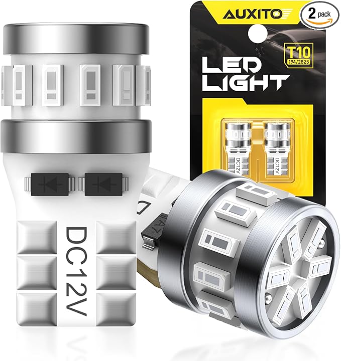 AUXITO Latest 194 LED Bulbs Red, Canbus Error Free 168 2825 T10 W5W LED Bulb for Car Dome Door Map Courtesy Trunk Cargo License Plate Exterior Lights, Pack of 2