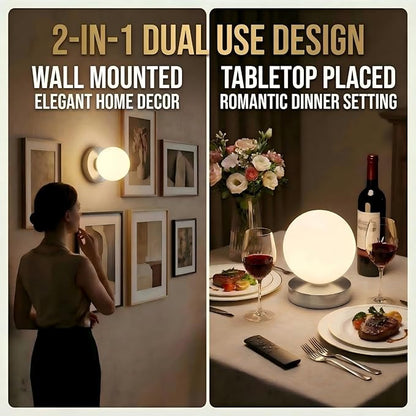 Battery Operated Wall Sconce, Dimmable Wireless Brushed Nickel Wall Lamp with 5200mAh Rechargeable Battery, Portables Cordless Wall Light Fixtures for Painting Living Room Bedroom Hallway