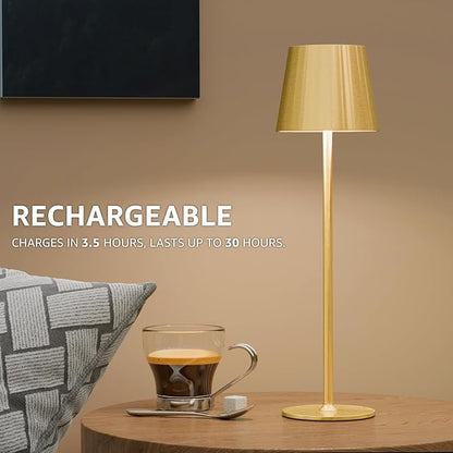 uuffoo 3 Pack Cordless Table Lamp Rechargeable 5000mAH Battery Operated Lights Touch Control LED Portable Desk Lamps 3 Color Dimming for Outdoor Coffee Bedroom Kitchen (Gold)