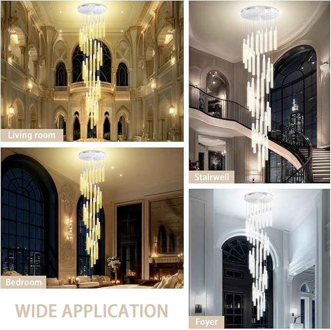 200" Extra Long Crystal Chandelier High Ceiling Lighting 36-Lights Modern Bubble Pendant Light Dimmable LED Staircase Foyer Entryway Villa Loft Duplex Hall Hotel Lobby Tall Ceiling Pendant Fixture