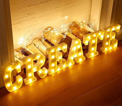 Small Led Marquee Letters, Light Up Letters, 8.58 Inch Led Letter Lights, Battery Powered Lighted Sign for Table, Party, Birthday, Christmas Decor (Letter T)