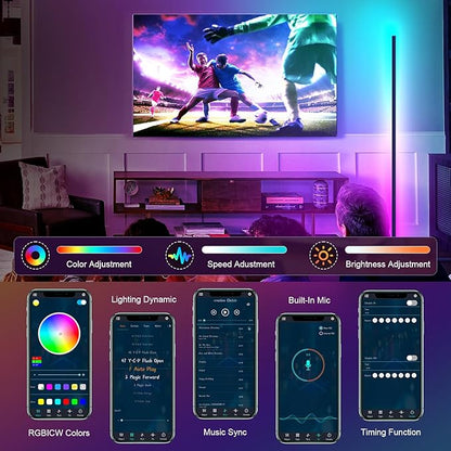 LED Corner Floor Lamp, Corner Lamp - 16 Million DIY Colors, 68+ Scenes, App & Remote Control, Smart RGBICW Corner Light with Music Sync & Timer Setting, LED Lamp for Bedroom, Living Room, Gaming Room