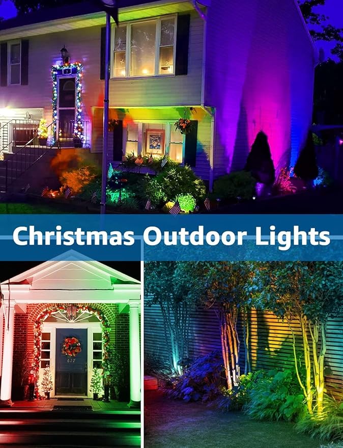 SUNVIE 24 Pack Halloween RGBW Low Voltage Landscape Lights LED Color Changing Landscape Lighting with Remote Control and Wire Connectors, AC/DC 12V-24V Waterproof Outdoor Spotlight for Yard Garden