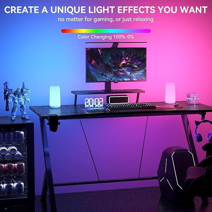 ROOTRO Touch Bedside Table Lamp, [Sleek Design & RGB Mode] 3 Way Dimmable Small Lamp for Bedroom, LED Lamp with Warm White Lights, Multi-Color Smart Nightstand Lamp for for Living Room Home Gifts