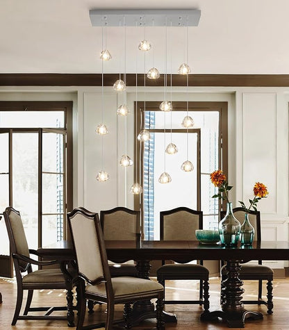 HAIXIANG Brushed Nickel Rectangular Chandeliers for Living Dining Room Light Dimmable High Ceiling Pendant Lights Fixtures Lighting Chandelier for Foyer Entryway Lighting