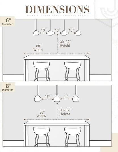 Matte Black Pendant Light, Mid Century Globe Haning Light Fixture Ceiling with Clear Glass for Kitchen Island Dining Room Bedroom Hallway Foyer (2 Pack), PL101BK-2PK