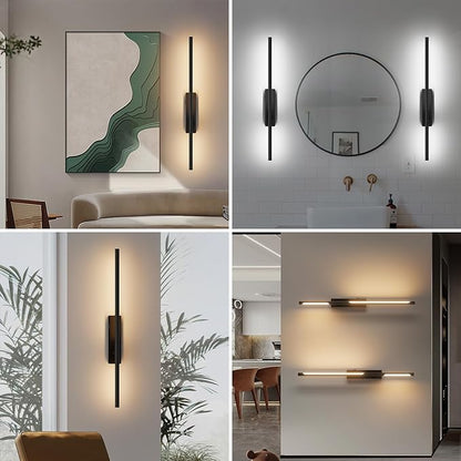 Battery Operated Wall Sconces, 1 Pack USB Rechargeable Wall Lights, Dimmable Wireless Linear Wall Lamp Indoor for Living Room, Bedroom, Hallway, Black
