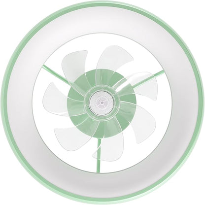 Oval AIR Loren 20" Small Smart Ceiling Fan with Light, Semi Flush Mount, Quiet 6-Speed Reversible Motor, Dimmable LED, Adjustable CCT, App & Remote Control, Scandinavian, Mint AIR8002C