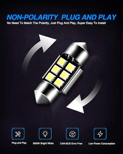Marsauto DE3175 LED Bulb 31mm Festoon LED Bulbs White 1.2inch Super Bright 300LM 6500K 2835SMD 3175 DE3021 3022 3021 for Car Interior Dome Map License Plate Lights RV Exterior Lighting Pack of 4