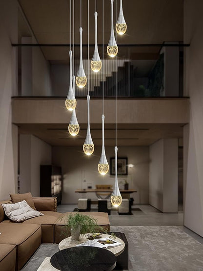 ykolupty 9-Lights Crystal Chandeliers for Staircase Modern Chandeliers for High Ceilings Crystal Pendant Light Fixture for Living Room Kitchen Island Foyer Hallway Bar