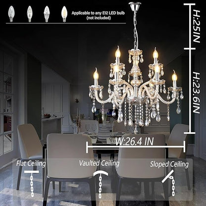 YYSHCHEN Luxury Cognac 9 Lights Crystal Chandeliers for Dining Room, Living Room,Bedroom 26.4"
