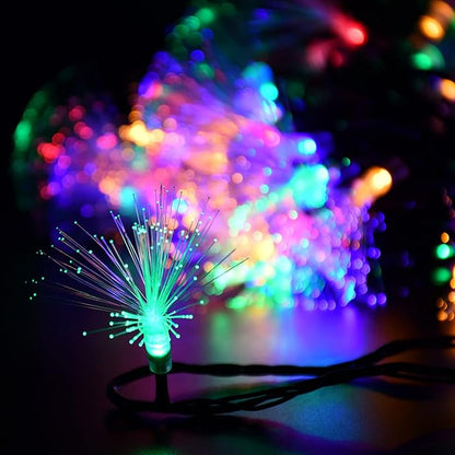 YOLIGHT 33FT Fiber Optic Fairy Lights 60 LED Firework String Light Twinkle Green Wire Christmas Lights for Indoor Outdoor Wedding, Christmas Tree, Garden, Patio, Party Decoration (Multi-Colored)
