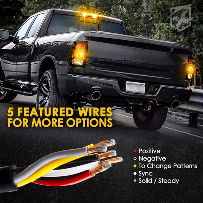 Xprite Hideaway Strobe Lights Amber LED Strobe Light Kit with 14 Flash Patterns Grill Strobe Lights for Trucks Surface Mount Headlight Taillight Emergency Warning for Work and Tow Vehicles - 1PC