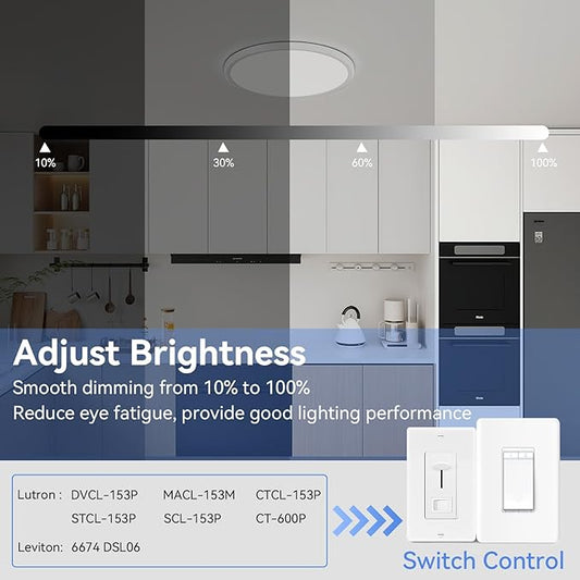 hunhun 12 Inch Dimmable LED Flush Mount Ceiling Light Fixture 28W 3200LM 5 Color Temperature in One Super Slim Round Ceiling Lamp Low Profile Ceiling Lights for Living Bedroom Kitchen Laundry White