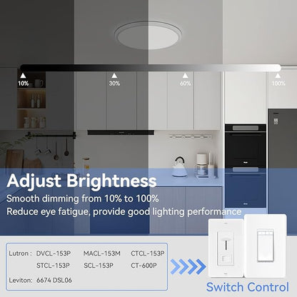 6 Pack 12 Inch Dimmable LED Flush Mount Ceiling Light Fixture 28W 3200LM 5 Color Temperature in One Super Slim Round Ceiling Lamp Low Profile Ceiling Lights for Living Bedroom Kitchen Laundry White