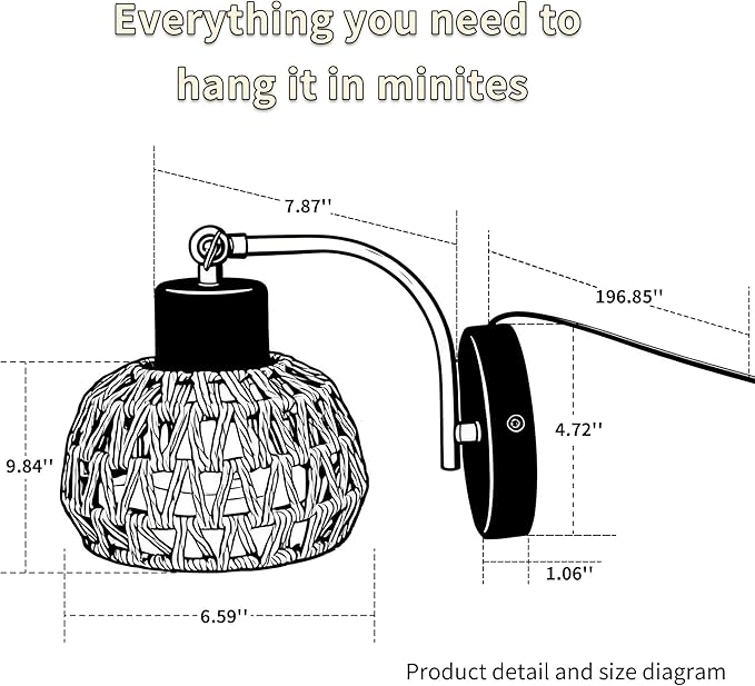 Hanging Grow Lights for Indoor Plants, Wall Grow Light with Adjustable Beam Angle (15°-75°), 3H/6H/9H Auto Cycle Timer, 18W Full Spectrum, 16FT Power Cord for Tall Plants, Flowers and Potted Trees