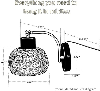 Hanging Grow Lights for Indoor Plants, Wall Grow Light with Adjustable Beam Angle (15°-75°), 3H/6H/9H Auto Cycle Timer, 18W Full Spectrum, 16FT Power Cord for Tall Plants, Flowers and Potted Trees