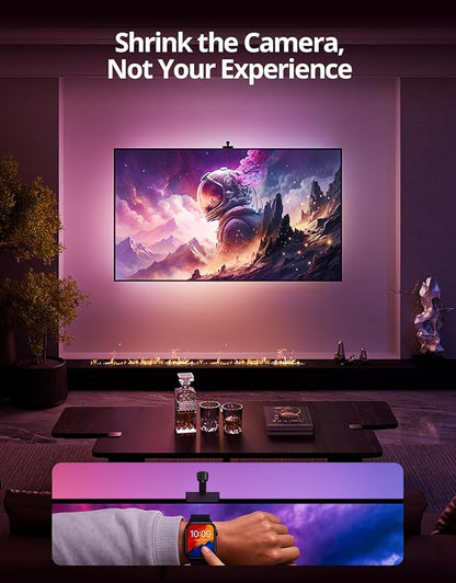 Ailofy Smart LED Backlight with Camera for 55-70 inch Screens, 12.48ft LED Strip Lights Sync to Screen & Music, Color Changing Lights Compatible with Alexa & Google Assistant, App Control