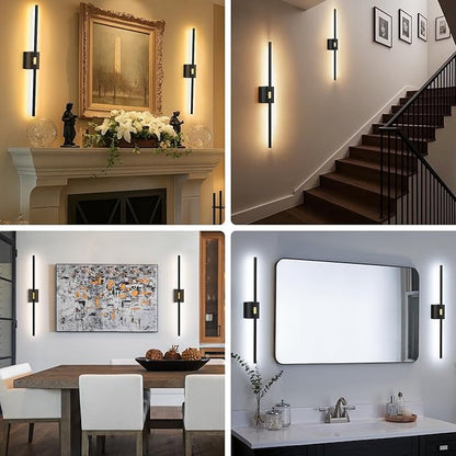 1 Pack Battery Operated Wall Sconce - 10000mAh Wireless Sconce Rechargeable Wall Light with Remote and Touch, 360° Rotate 4CCT Cordless Wall Lamp for Bedroom Living Room Hallway, 31.5 Inch, Black