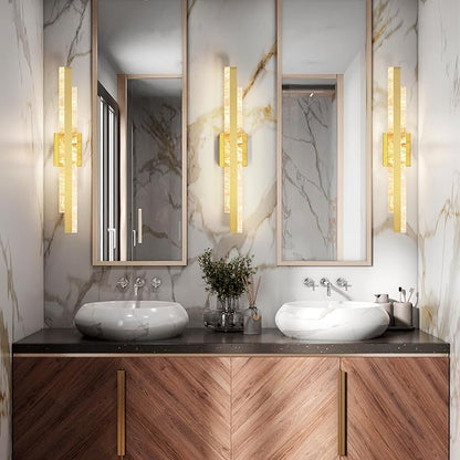 Modern Bathroom Vanity Light: Brushed Gold 27 inch 28W Dimmable LED Bath Bar Light Fixtures Over Mirror - Wall Sconce Picture Lights for Paintings Cabinets Bedroom 3000k