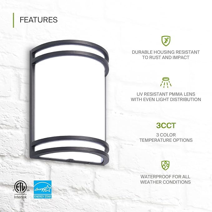 ASD 10 Inch LED Outdoor Sconce Lights - 15W 3000K 4000K 5000K Bronze Exterior Lighting Fixtures, Dimmable Exterior Lights for House, Modern Patio Wall Light Fixture ETL, 4 Pack