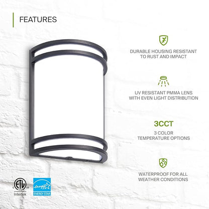 ASD 10 Inch LED Outdoor Sconce Lights - 15W 3000K 4000K 5000K Bronze Exterior Lighting Fixtures, Dimmable Exterior Lights for House, Modern Patio Wall Light Fixture ETL, 4 Pack