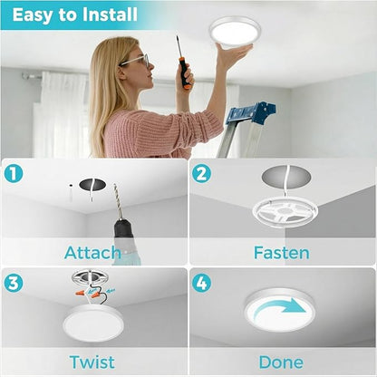 libtit 7inch LED Flush Mount Ceiling Light, Dimmable & 5Color Temperatures (3000K-6500K), 15W Round Slim White Light Fixture for Closet Hallway Kitchen Bathroom Laundry