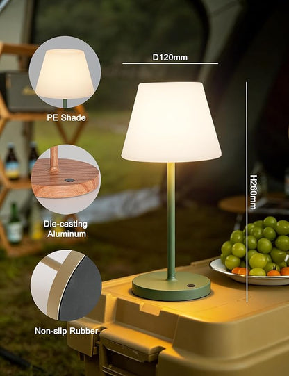 WEILAILUX Mini LED Cordless Table Lamp Rechargeable, 3000mAh Battery Operated Shower Lamp Waterproof, Touch Dimmable 2700K Night Light for Patio Camping Dining Outdoor (Mini Brick Red)