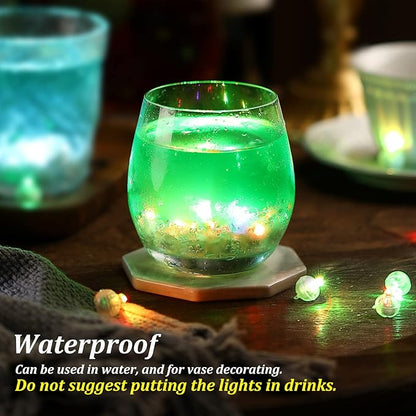ZGWJ 50PCs Green Balloon Lights Mini, Battery Powered, Long Standby Time Waterproof Tiny Led Round Flash Light for Paper Lantern Balloon Party Easter Eggs Wedding Christmas Halloween Decorations