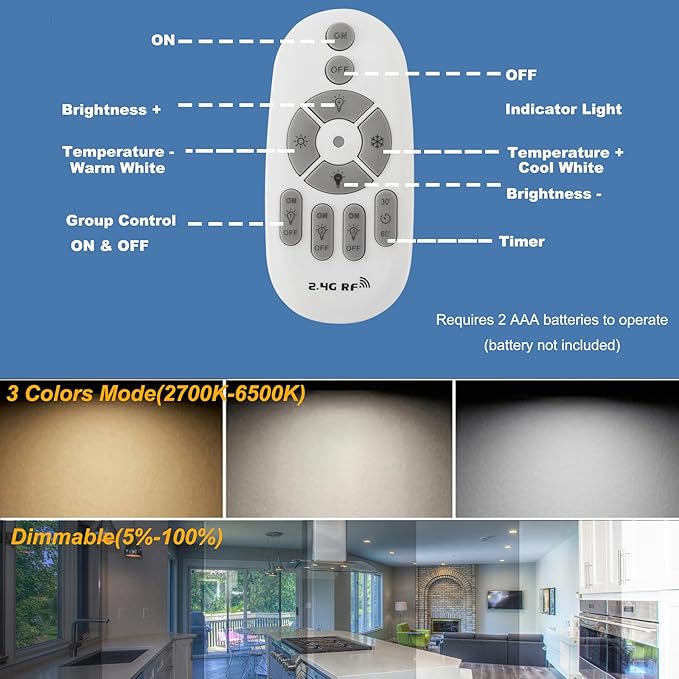 Kiven Stepless Dimmable H-Track Light,Accent Lighting with Rotatable Head, Plug in Spotlight with Remote Control for Highlight Picture Kitchen Cabinet Reading Energy Saving Track Lighting-3P