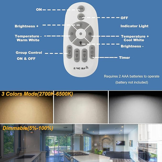 Kiven Stepless Dimmable H-Track Light,Accent Lighting with Rotatable Head, Plug in Spotlight with Remote Control for Highlight Picture Kitchen Cabinet Reading Energy Saving Track Lighting-3P