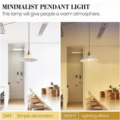 Plug in Pendant Light Industrial 9.8 Inch White Lampshade Kitchen Island On/Off Switch Hanging Lamp Plug in Adjustable 14Ft Cord Hanging Lights for Bedroom and Living Room