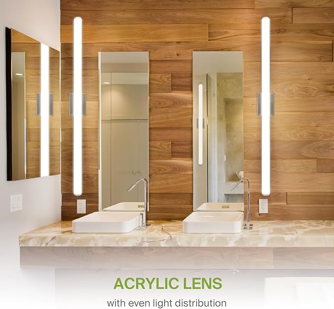 ASD 48" LED Linear Vanity Light Fixture, Modern Bathroom Sconce — 3 Color 3000K-5000K, Dimmable, 35W 3800LM, Energy Star & ETL Listed — Over Mirror Makeup Bar for Bedroom, Cabinets — Nickel, 4 Pack